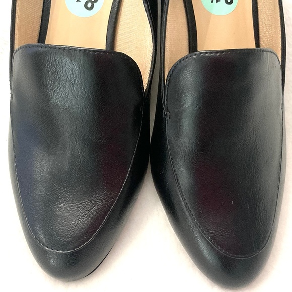 BLACK CASUAL MINIMALIST COMFORT SLIP ON CHUNKY BLOCK HEEL DRESSY LOAFER SZ 8.5M - Picture 5 of 12